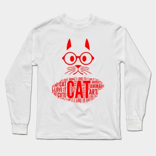 Red Cat Drawing Long Sleeve T-Shirt